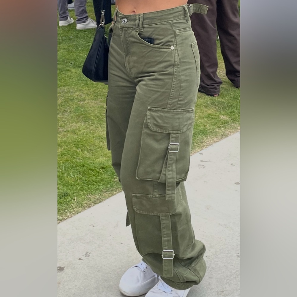 Zara TRF Cargo Pants Green/Khaki